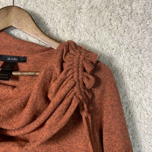 Ali Miles Orange Long Sleeve Cinched Cowl Neck Drawstring Sweater Womens‎ Size S - Picture 7 of 9